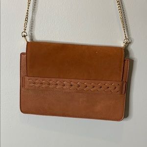 BURNT ORANGE LEATHER TEXTURE AND SUEDE PURSE